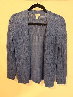 L.L. Bean Open-Front Blue Knit Cardigan